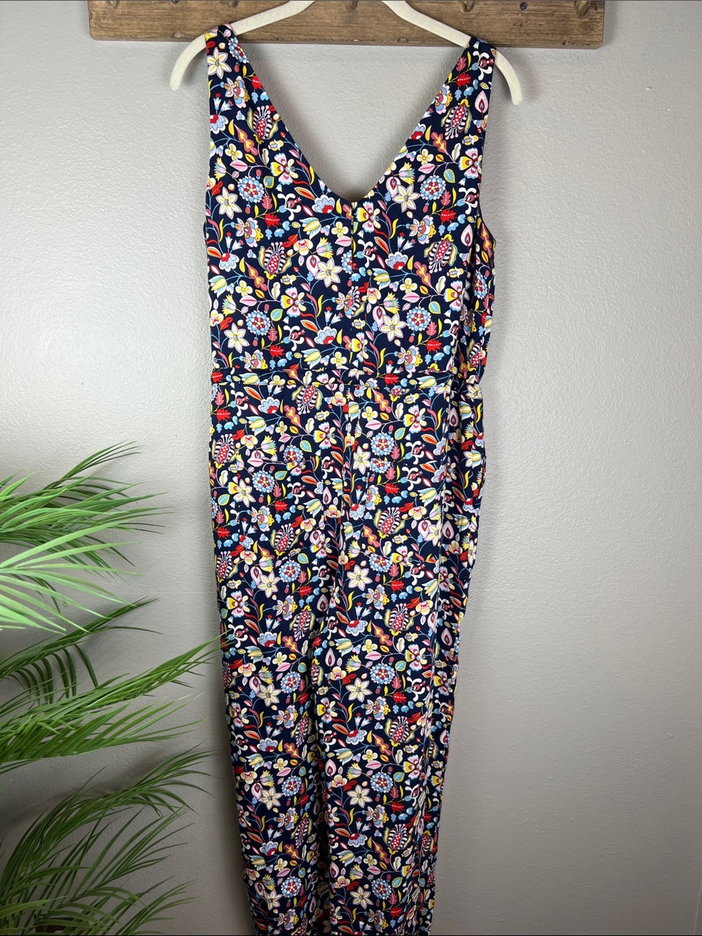 Boden Cecelia Navy Blue Floral Jumper Romper with Red Tassels 6 - Picture 8 of 15